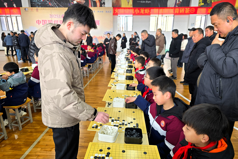 李轩豪九段在下指导棋。